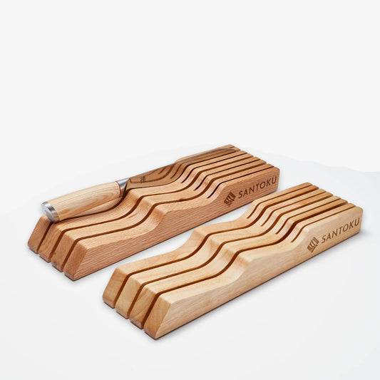 Szuflada noża kuchenna | Drewniany organizator tabletopa