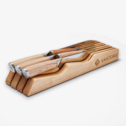 Szuflada noża kuchenna | Drewniany organizator tabletopa