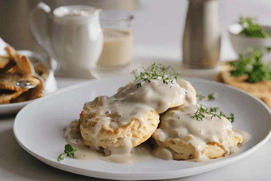 Fluffy Biscuits Smothered in Creamy Gravy