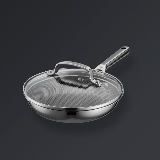Hive Hybrid™ 8-Piece Pan & Lid Set (4 Frying Pans + 4 Matching Lids)